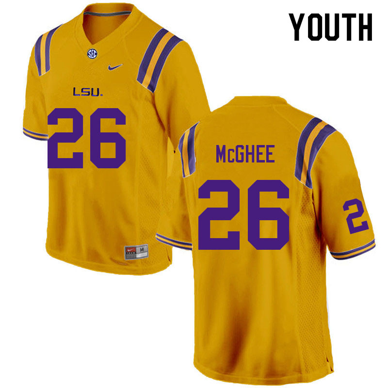 Youth #26 Damarius McGhee LSU Tigers College Football Jerseys Sale-Gold